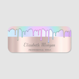Porte-nom Gouttes de arc-en-ciel tendance, Or rose