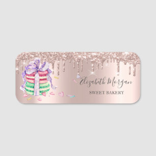 Porte-nom Gouttes de paillettes, Macarons Rose Gold