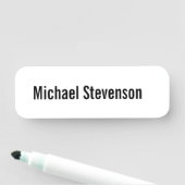 Porte-nom Gras Texte Noir Blanc Personnalisé Plain Moderne (En situation)