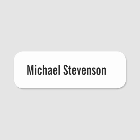 Porte-nom Gras Texte Noir Blanc Personnalisé Plain Moderne (Devant)