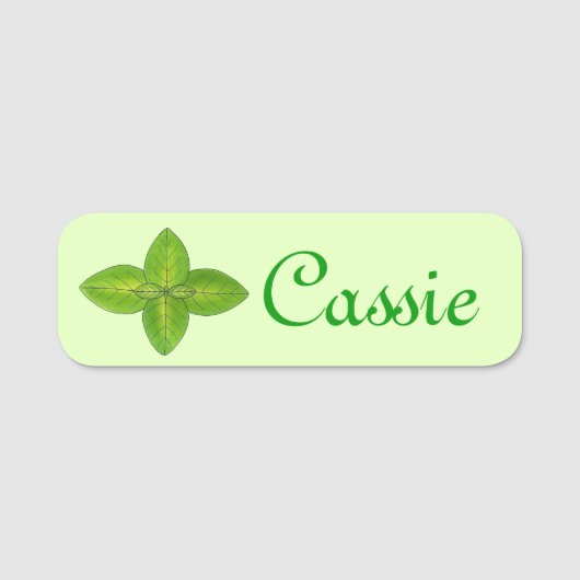 Porte-nom Green Basil Leaf Feuilles Herb Garden Cuisine (Devant)