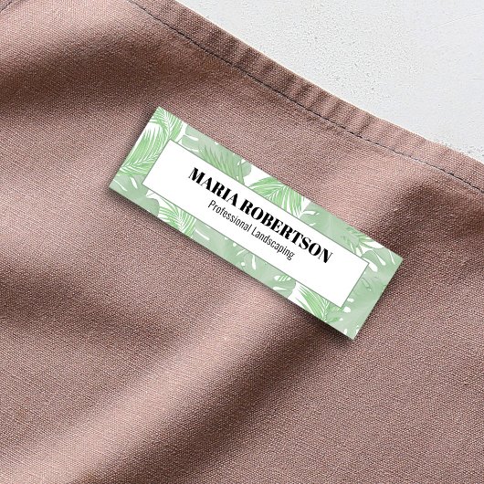 Porte-nom Green Employee Job Title Palm Leaves