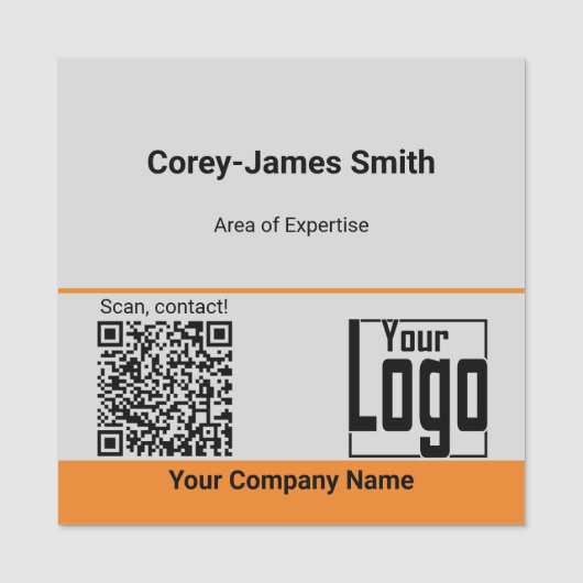 Porte-nom Grey Black Orange Code QR Logo Société Expertise (Devant)