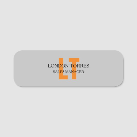 Porte-nom Gris gris monogramme attrayant (Devant)