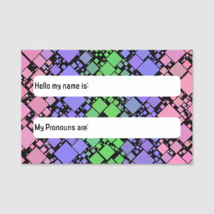 Porte-nom Groovy Boho Rétro Mod Géométrique Fierté Trigender