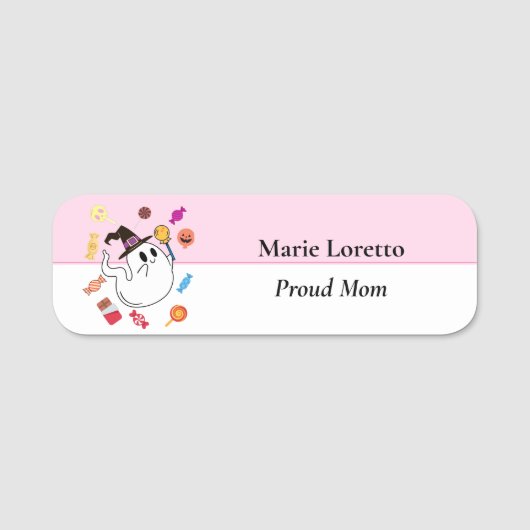 Porte-nom Halloween Kids Party rose (Devant)