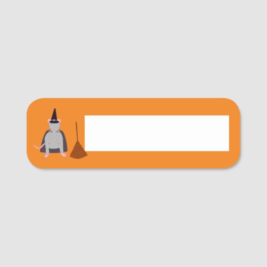 Porte-nom Halloween sorcière rat et chambre (Devant)