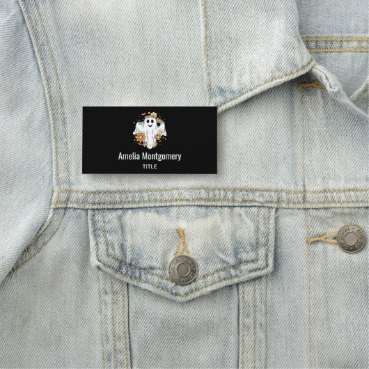 Porte-nom Happy Ghost Retro Hippie Vibe (En situation)