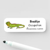 Porte-nom Happy green iguana cartoon (En situation)