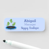 Porte-nom Haricots verts mignons sur dessin animé trampoline (En situation)