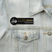 Porte-nom Hello Gold Bokeh Black & Gold Professional (En situation)