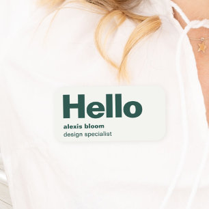 Porte-nom Hello Modern Minimum Forest Green Stylish Trendy
