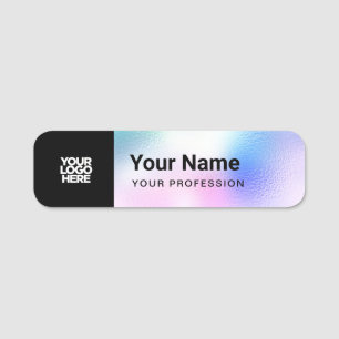 Porte-nom Holographic Pin Name Tag or Magnetic with Logo