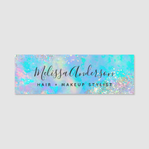 Porte-nom Holographique Opal Parties scintillant de pierre C