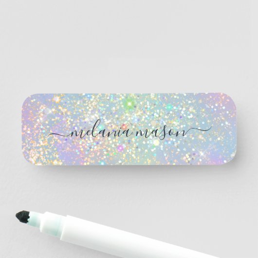 Porte-nom Holographique Parties scintillant de glam Élégante (En situation)