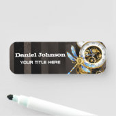 Porte-nom Horloge à vapeur avec libellule mécanique (En situation)