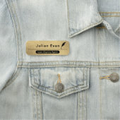 Porte-nom Icône Qualité Publique Noir et Or Moderne (En situation)