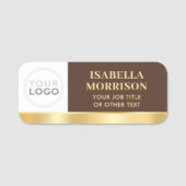 Porte-nom ID de l'employé Logo de l'entreprise Gold Brown (Devant)