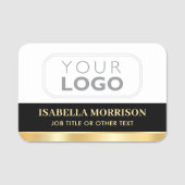 Porte-nom ID de logo de l'entreprise de l'employé Black Gold (Devant)