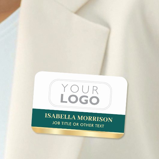 Porte-nom ID de logo de l'entreprise de l'employé Or vert