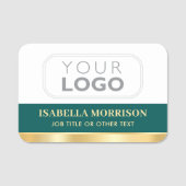 Porte-nom ID de logo de l'entreprise de l'employé Or vert (Devant)