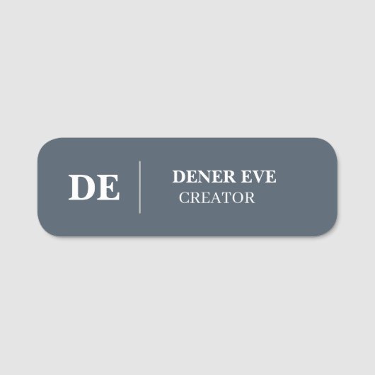 Porte-nom Identité moderne minimale monogramme bleu marine (Devant)