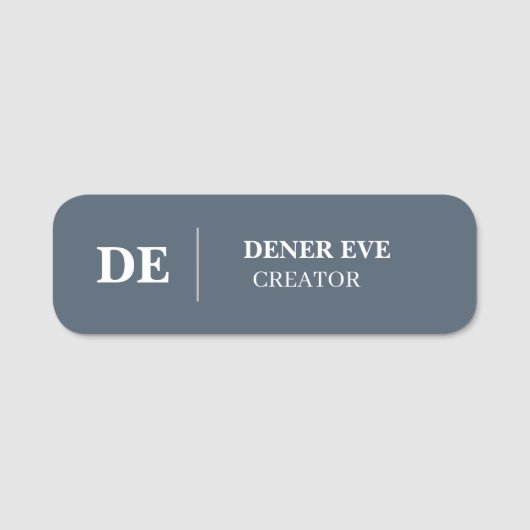 Porte-nom Identité Moderne Monogramme Bleu Marine Propre (Devant)