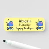 Porte-nom Illustration amusante du mélangeur de ciment bleu (En situation)