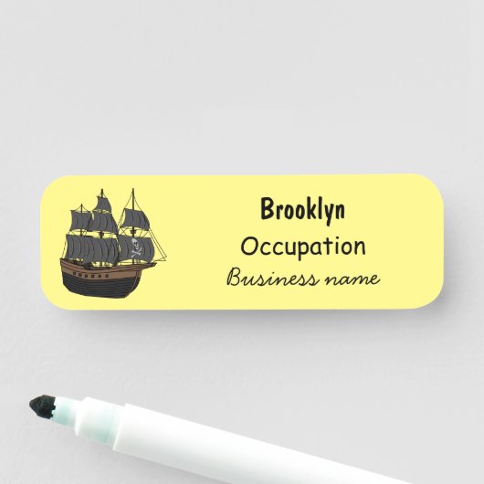 Porte-nom Illustration de bateau pirate (En situation)