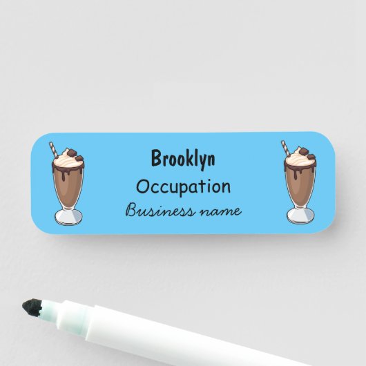 Porte-nom Illustration de dessin animé de milkshake au choco (En situation)