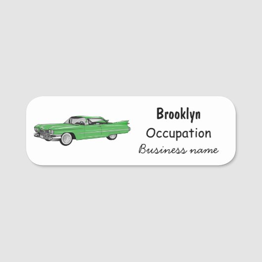 Porte-nom Illustration de dessin de voiture classique 1959 (Devant)