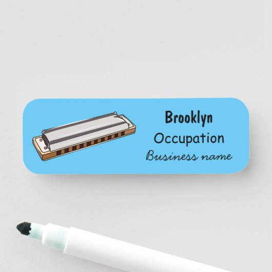 Porte-nom Illustration de dessin d'Harmonica (En situation)