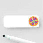 Porte-nom Illustration de formes florales orange (En situation)