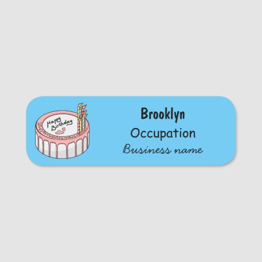 Porte-nom Illustration de gâteau d'anniversaire (Devant)