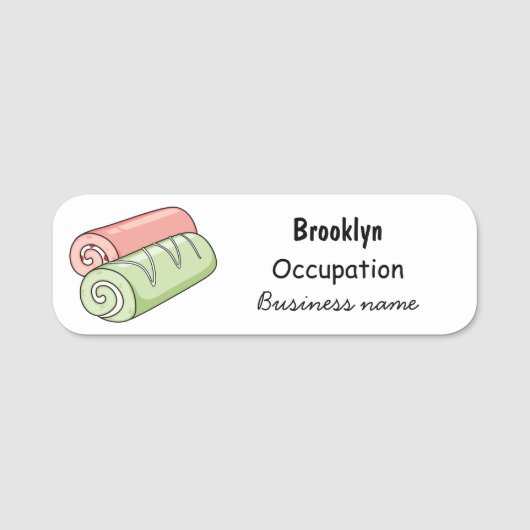 Porte-nom Illustration de gâteau suisse roll / roll (Devant)