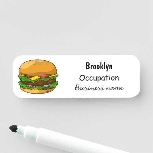 Porte-nom Illustration de Hamburger (En situation)