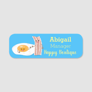 Porte-nom Illustration de l'oeuf de Cute kawaii et du bacon