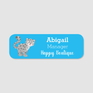 Porte-nom Illustration de mignon léopard des neiges
