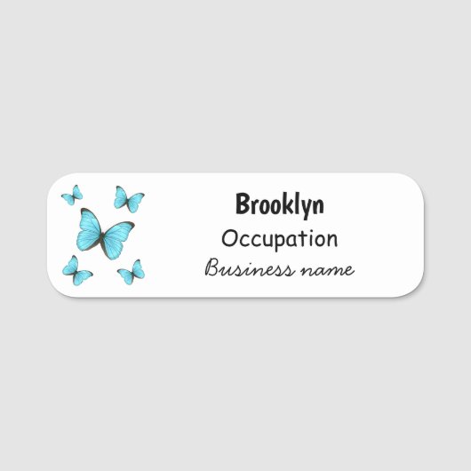 Porte-nom Illustration de papillons Morpho (Devant)