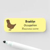 Porte-nom Illustration de poulet à la polis chamois (En situation)