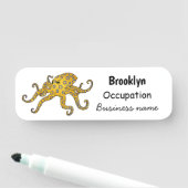 Porte-nom Illustration de poulpe à anneau bleu (En situation)