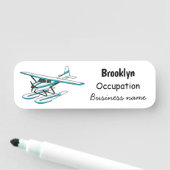 Porte-nom Illustration d'hydravion bleu blanc (En situation)