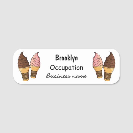 Porte-nom Illustration du cône de crème glacée (Devant)