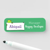 Porte-nom Illustration du panneau de grenouille verte mignon (En situation)