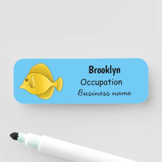 Porte-nom Illustration du poisson-tang jaune (En situation)