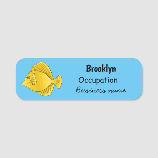 Porte-nom Illustration du poisson-tang jaune (Devant)