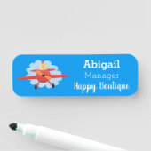 Porte-nom Illustration d'un avion rouge volant mignon (En situation)