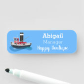 Porte-nom Illustration d'un bateau à chalutier mignon (En situation)