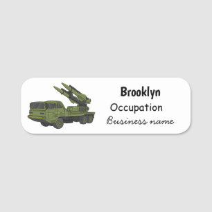 Porte-nom Illustration d'un camion de missiles militaires