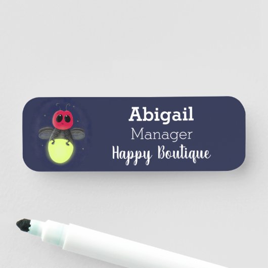 Porte-nom Illustration d'une luciole à éclair mignon (En situation)